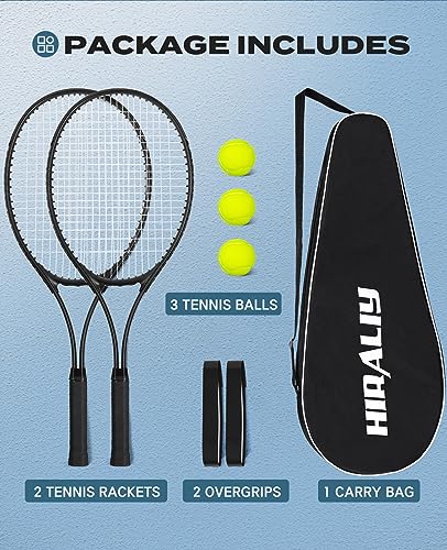 HIRALIY 27-Inch Tennis Racket for Adults with Ball and Carry Bag - color: Black