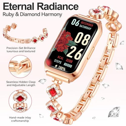 1.47" Smart Sports Watch, 10-Day Battery, IP68 Waterproof - color: Rose Gold-Red