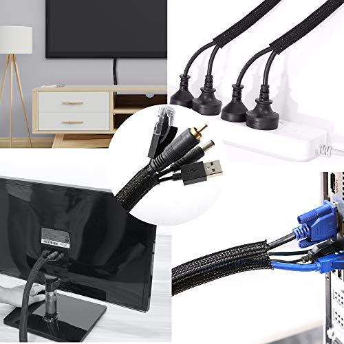 Cable Management Sleeve, Split Design, 25FT - 1/2 Inch, Black - color: Black, size: 1/2"-25ft