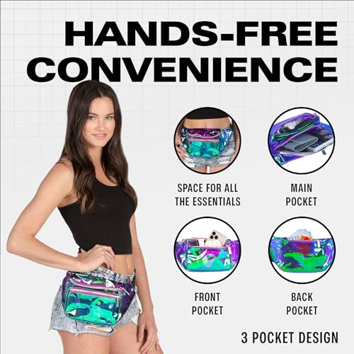 SoJourner Waterproof Holographic Fanny Pack, Transparent Purple - color: Transparent - Purple