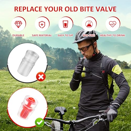 4-Pack Silicone Bite Valve Replacement Nozzles Compatible with Osprey Hydration Bladders, Hydraulics Bite Valve Replacement for Water Reservoir