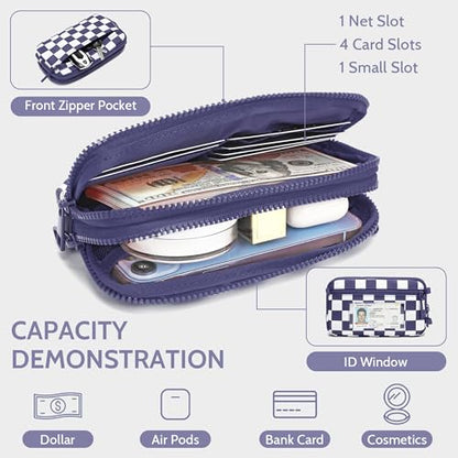FODOKO Wristlet wallets for Women RFID crossbody bags with 4 Zippers - color: Purple
