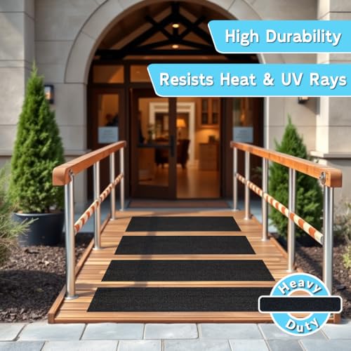 LifeGrip Anti Slip Stair Treads 8"x32" 10Pack Heavy-Duty Waterproof Outdoor - color: Black, size: 8" x 32"