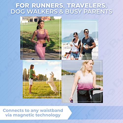 Running Buddy Magnetic Pouch Beltless Running Bag No Bounce - color: Black / Pink, size: XXL (7 in x 4 in)