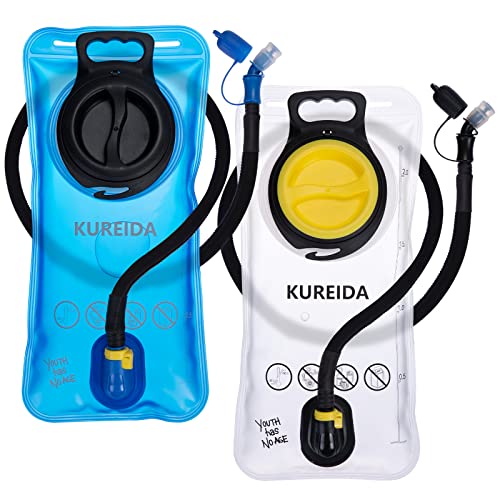 KUREIDA Hydration Bladder 2 Liter, BPA Free Water Bladder for Hiking Backpack Water Storage Bag with Insulated Tube, Hydration Backpack Replacement for Outdoor Camping Running Hiking - color: 2L Blue+White