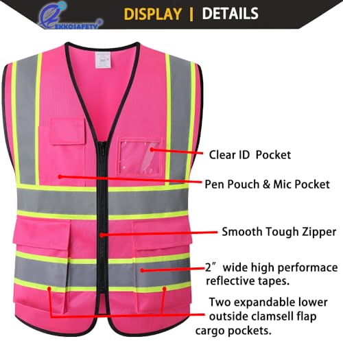 High Visibility Neon Safety Vest for Men Women,EK175,Pink,S - color: Hot Pink-ek175, size: Small