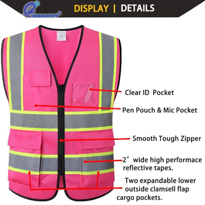 High Visibility Neon Safety Vest for Men Women,EK175,Pink,S - color: Hot Pink-ek175, size: Small