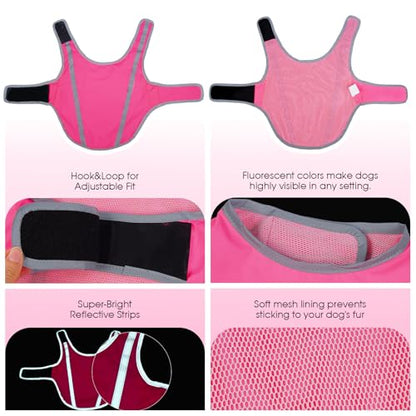 FUAMEY Dog Safety Vest High Vis Hunting Dog Vests for Small Dogs Reflective - color: Pink, size: Small