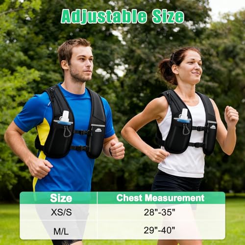 Running Vest, Hydration Backpack with 500ml Water Bladder Adjustable Chest Straps Reflective Strip Design Lightweight Breathable Great for Women Men Run/Hiking/Cycling/Climbing (Black, X-Small-Small)