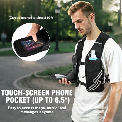 PLUSINNO Running Vest for Men Women, Runners Vest with 500ml Water Bottle - size: X-Small-Small (Chest 25"-33")