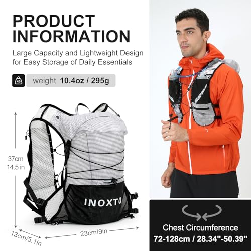 IX INOXTO Running Vest Hydration Backpack, Lightweight Running Backpack Hydration Pack with 1.6L Water Bladder Daypack for Trail Running Hiking Cycling Race Marathon for Women Men - color: Gray