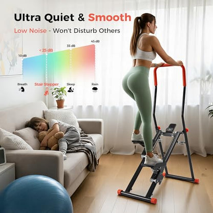 Stair Stepper for Home Gym, Foldable Vertical Climber Workout Machine, 3 Levels of Adjustable Resistance, 300 lbs Capacity Cardio Machine, LCD Monitor, Extended and Widened Anti-Slip footrests - color: BLACK