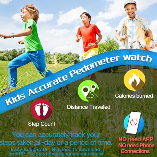 Kids' Digital Sport Pedometer Watch for Boys Girls,Waterproof, Fitness Tracker Watch, with Vibrating Alarm & Calendar, for Children, Teens, Students - color: blue