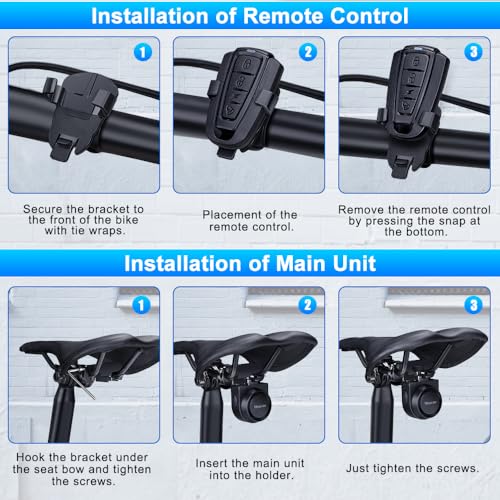 WSDCAM USB Rechargeable Bike Alarm with Remote, Wireless Vehicle Security Alarm System Anti Theft Vibration Motion Sensor Alarm for Car Trailer Motorcycle Scooter Ebike
