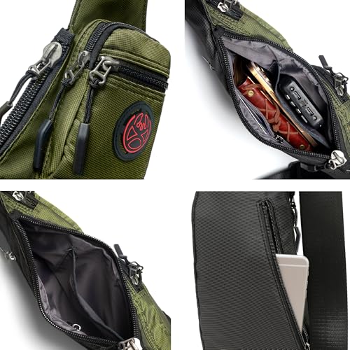 NICGID Sling Bag Chest Shoulder Backpack Crossbody Daypack for Men Women - color: Army Green-2620n