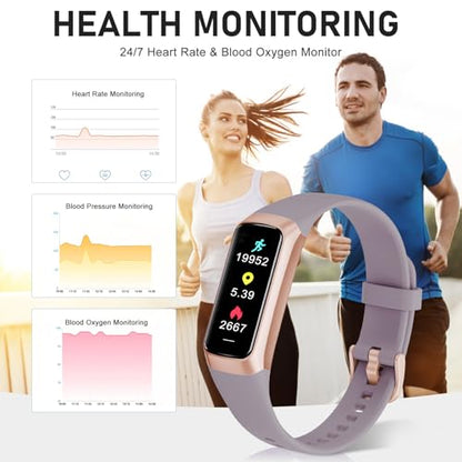 Fitness Tracker with 24/7 Heart Rate, Activity Trackers with Blood Pressure Sleep Monitor, 1.10" AMOLED Screen Step Tracker, Waterproof Step Counter, Health Smart Watch Pedometer for Women Men - color: Orchid Purple