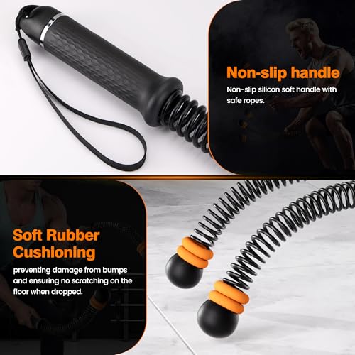 2 PCS Upgrade Weighted Ropeless Battle Ropes, Adjustable Resistance and Portable Ropeless Battle Ropes with Non Slip Handle,for Home Gym, HIIT, Strength and and Low-Impact Aerobic Training