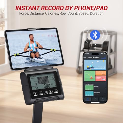 Dual Water Magnetic Rowing Machine for Home Can Foldable Save Space, Full-Body Low-Impact Workout, 380LB Weight Capacity with Digital Monitor, Ergonomic Seat, Tablet Holder ﻿ ﻿
