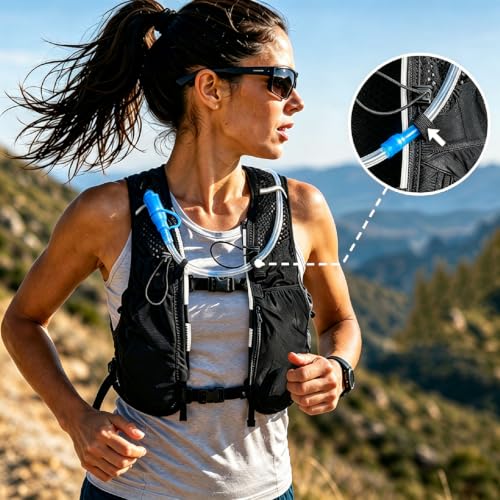Hydration Backpack, Lightweight Water Backpack, Adjustable Running Vest - size: 2L Water Bag 2 Soft Flasks