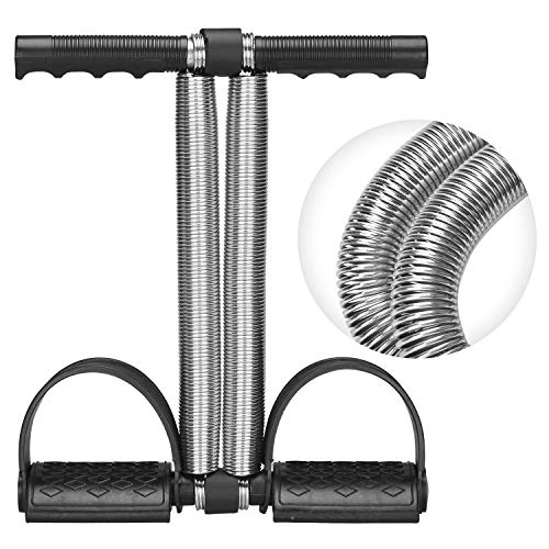 Elastic Sit Up Equipment, Pull Rope Dual Spring Tension Foot Pedal Sit Up Equipment for Abdominal, Leg Exerciser Tummy Trimmer Sport Fitness Slimming Training Bodybuilding at Home Gym - color: Black