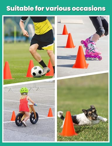 GHB Soccer Cones 7" 9" of 12 24 Pack Disc Soccer Sport Cones - color: 7" 24Pcs Orange