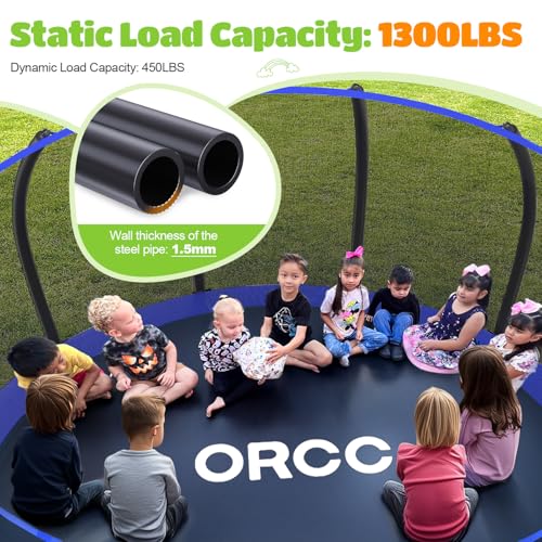 ORCC 1300LBS Weight Capacity Trampoline 16 15 12FT with Basketball Hoop Water Sprinkler Spiral Ground Stakes Outdoor Yard Trampolines for Kids Adults - size: 16FT