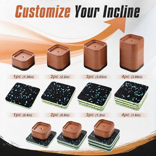 ACOCO Treadmill Incline Riser Blocks and Treadmill Mat Pads, 8 Pcs - color: Brown