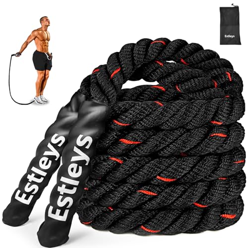 5.3lb Weighted Jump Rope, 10.5ft Heavy Skipping Rope (Black & Red)