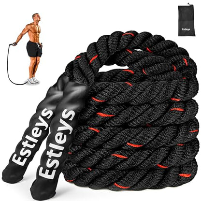 5.3lb Weighted Jump Rope, 10.5ft Heavy Skipping Rope (Black & Red)