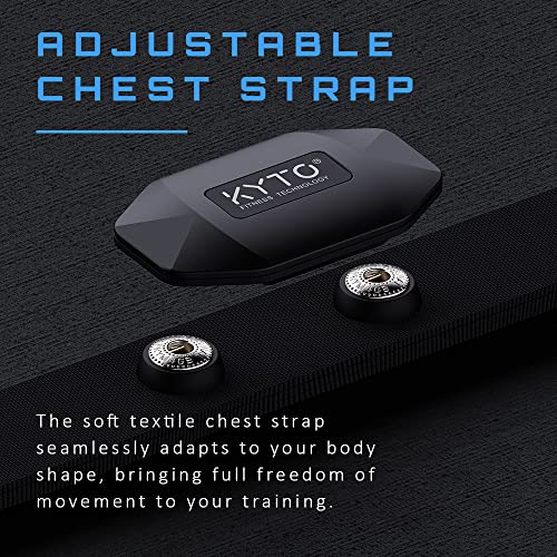 KYTO Heart Rate Monitor Chest Strap - ANT+ & Dual Bluetooth 4.0 HR Sensor, IP67 Water-Resistant, Compatible with Peloton, Zwift, Garmin, Precise HR Tracker for Running & Cycling - color: Black- Style B