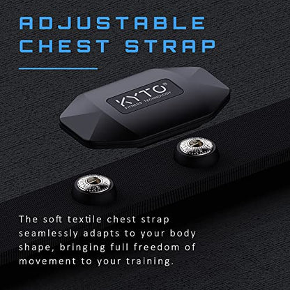 KYTO Heart Rate Monitor Chest Strap - ANT+ & Dual Bluetooth 4.0 HR Sensor, IP67 Water-Resistant, Compatible with Peloton, Zwift, Garmin, Precise HR Tracker for Running & Cycling - color: Black- Style B