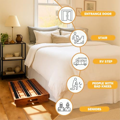 Wooden Step Stool 3 Inch One-Step Non-Slip Outdoor Platform