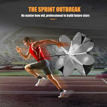 Running Parachute for Speed Training, 56 inch Resistance Parachute for Athletes, Sprinting & Football Training Equipment with Adjustable Waist Belt, Drag Chute to Improve Velocity & Explosive Power - color: Black-Velcro belt