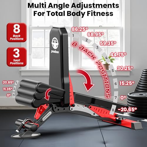pooboo Power Cage Smith Machine with 2000LB Squat Rack Cable System