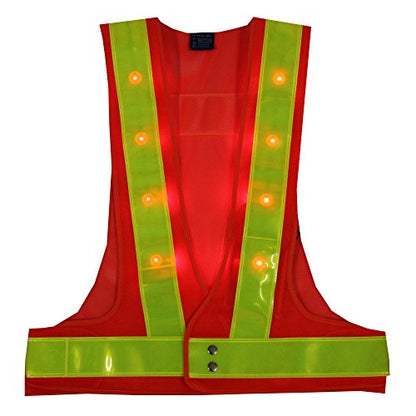 YOA 16 LED Light Up Reflective Safety Vest - High Visibility Warning Vest for Cycling Running Outdoor Night Activities (Orange)