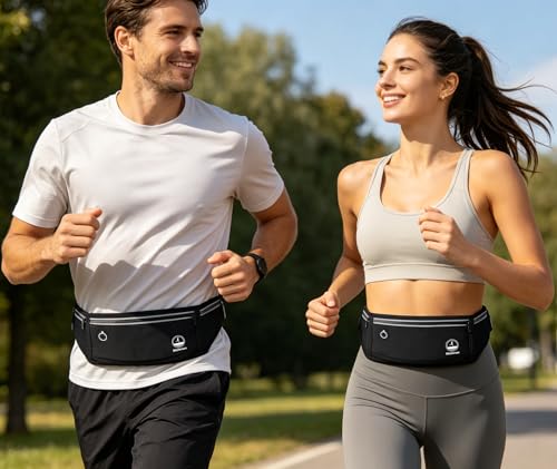 Slim Running Belt Fanny Pack, Phone Holder Waist Pack Money Belt - Black - color: Black