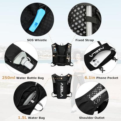 YAPJEB Lightweight Hydration Pack Backpack Vest, Optional 1.5L 2L BPA Free Water Bladder - Leakproof Breathable for Men Women Running Hiking Cycling Marathon - color: 01 Grey(Only Vest)