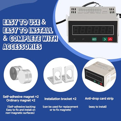 JIAWANSHUN Bidirectional LED Digital Counter, Copper Sensor with Alarm 110V