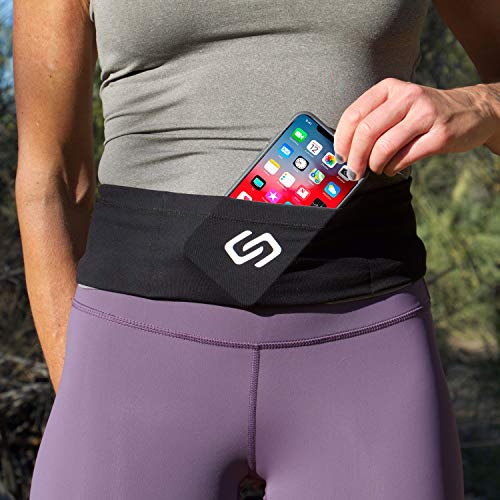 Sporteer VersaSlim Low-Profile Running Belt, Gym Waist Pack, Black, S - color: Black, size: Small