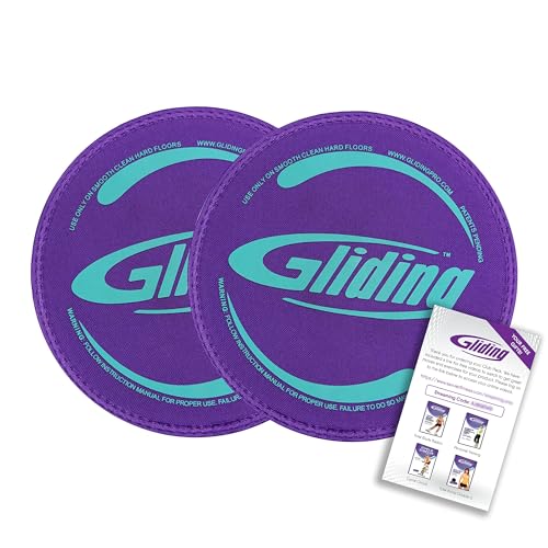 Gliding 9” Sliders for Working Out on Hardwood/Tile Floors, 1 Pair 4 Videos - color: Purple (Hardwood)