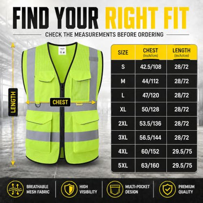 Reflective Safety Vest for Men Women with Pockets,Meets ANSI/ISEA - color: Yellow, size: Medium