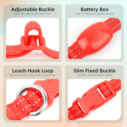 Light Up Dog Collar for Small Dogs (Red) - color: Red