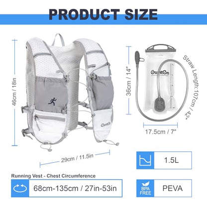 Running Vest with Adjustable Chest Straps for Women Men Hydration Vest for Marathon Jogging Hiking Cycling - size: Gray, style: Running Vest with one 1.5L Water Bladder