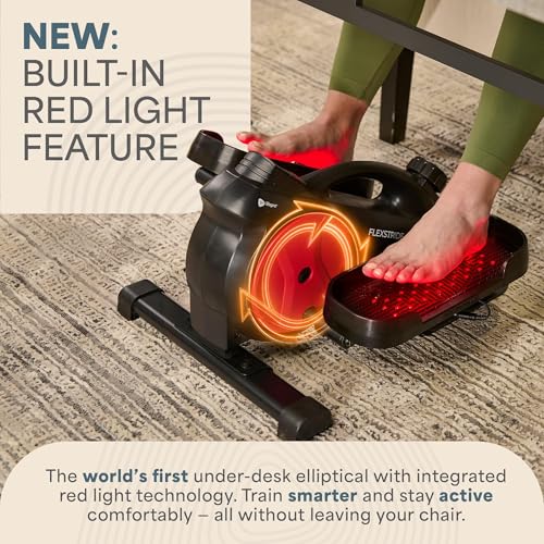 Lifepro Flexstride Under Desk Elliptical with Red Light Therapy Option - color: Red