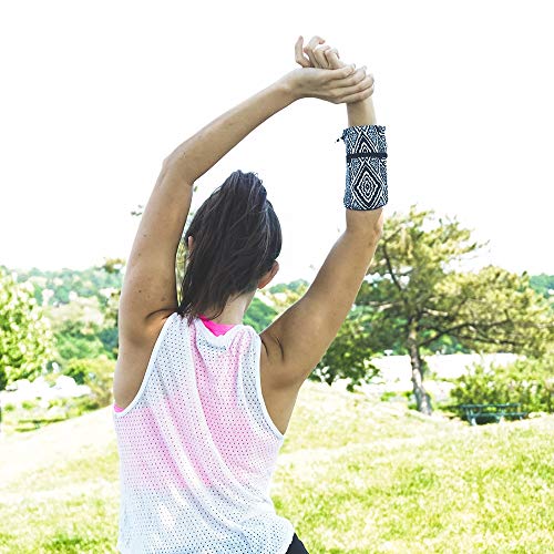 Sprigs Wrist Wallet Running Wristband Pocket for Keys Cards Cash ID Phone - color: Blue Horizon