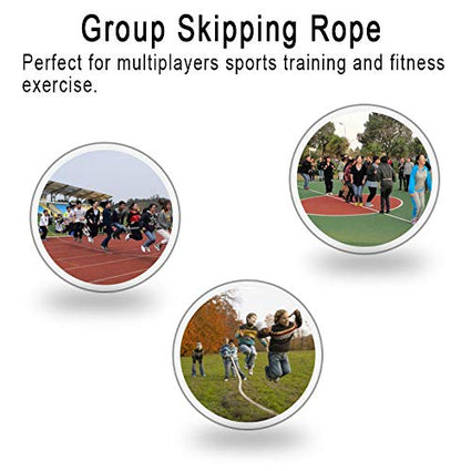 ACEONE Long Jump Rope, Multiplayer Skipping Rope with Wooden Handle for Kids and Adult, Team Group Jumping Rope for School Sport and Outdoor Activity - size: 23ft