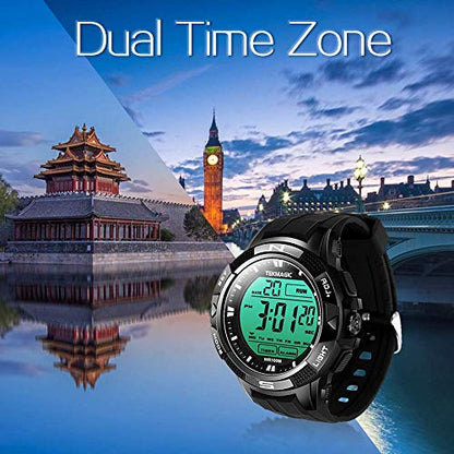 10 ATM Digital Submersible Diving Watch 100m Water Resistant Swimming Sport Wristwatch Luminous LCD Screen with Stopwatch Alarm Function