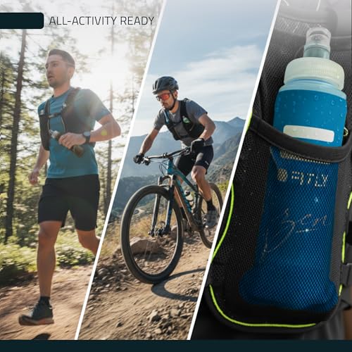 FITLY FLASKS Combo - 3 Handheld Soft Flask, Collapsible Water Bottles for Running, Marathon, Hiking, Cycling (5 oz, 8.5 oz, 13.5 oz / 150-250-400 ml) - color: Zen - Forest Green, Brown, Petrol Blue, style: Modern