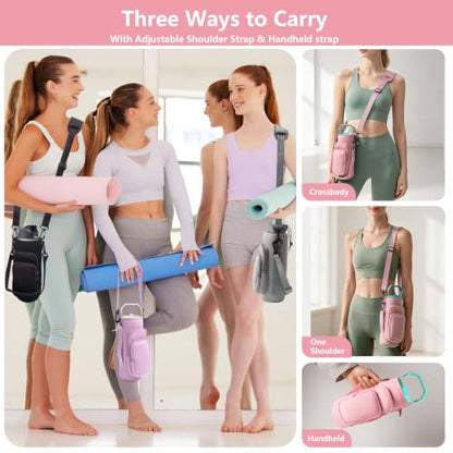 Water Bottle Holder Carrier Bag Fits Stanley IceFlow Owala 16/24/32/40oz - color: Rose Pink, size: 16-40 Oz wihtout Handle