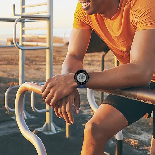 PALADA Men's Digital Sports Watch Waterproof Tactical Watch with LED Backlight Watches for Men - color: Dright Dark Blue